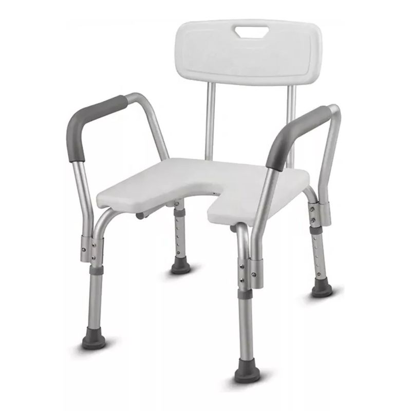GENERICO - Silla De Ducha Para Baño Aluminio Con Rebaje Y Apoyabrazos