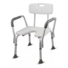 GENERICO - Silla De Ducha Para Baño Aluminio Con Rebaje Y Apoyabrazos