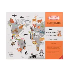 ARTEL - Block para Colorear Animales del Mundo