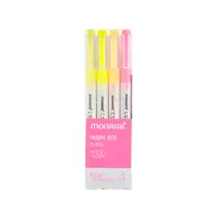 MONAMI - Set de 4 Destacadores Essenti Doble Punta Bright Sunshine