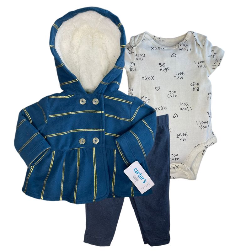 GENERICO - CONJUNTO BEBÉ NIÑA CALZA BODY Y CHAQUETA MARCA CARTERS