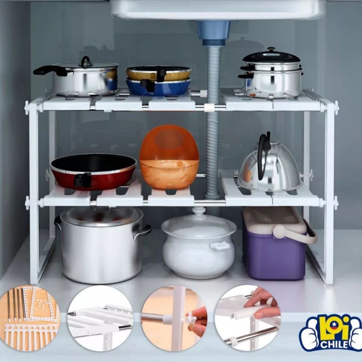 GENERICO - Estante Organizador Ajustable 2 Niveles Multiuso