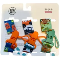 GENERICO - Set de 3 Porta Chupetes con Clip para Bebés