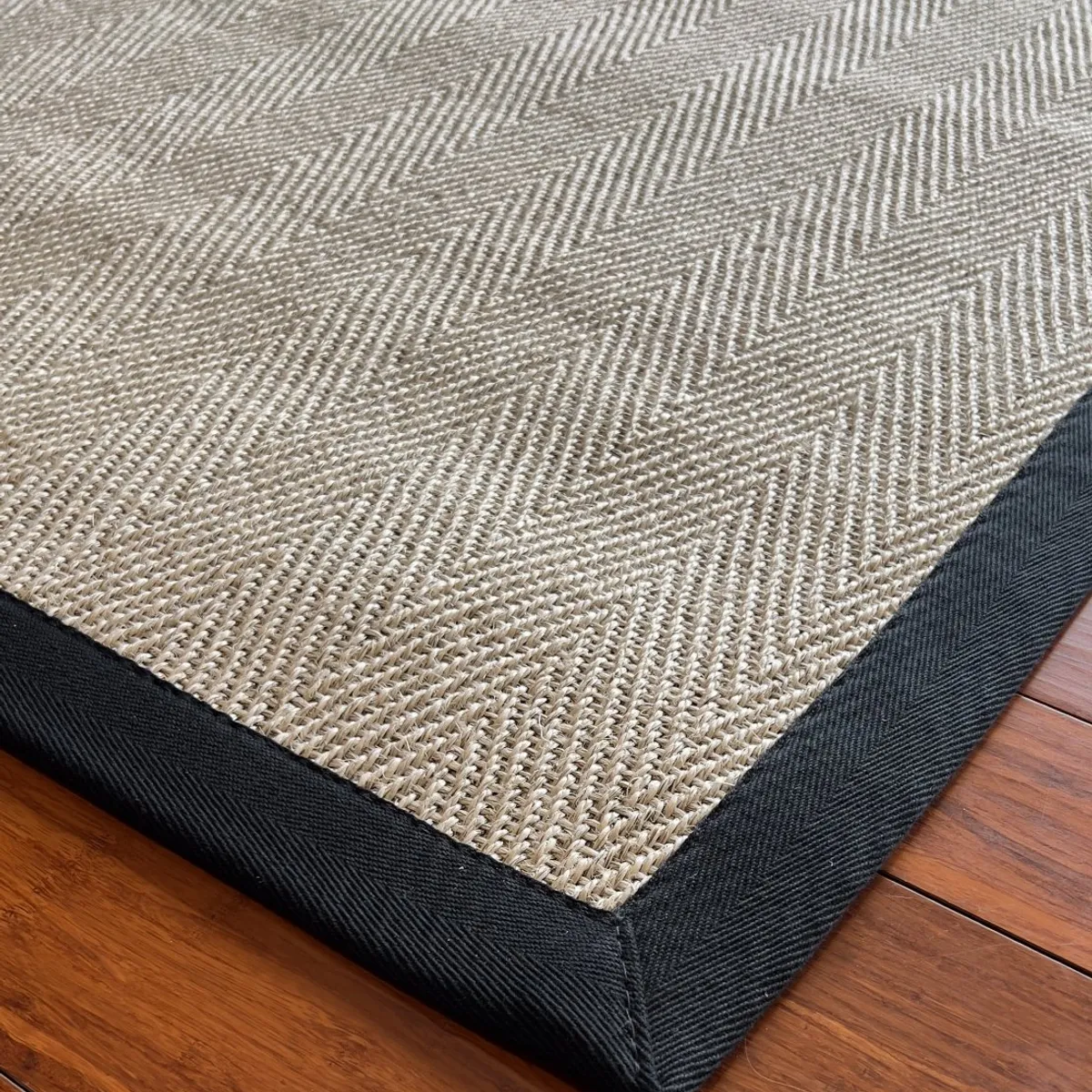 GENERICO - Alfombra Sisal Natural Borde Negro 170x240 cm VB1065