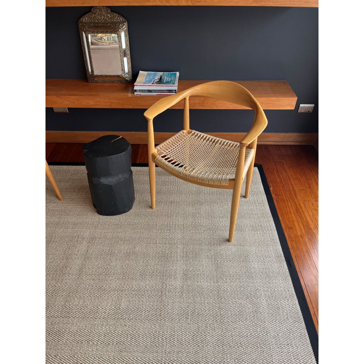 GENERICO - Alfombra Sisal Natural Borde Negro 200x300 cm VB1065