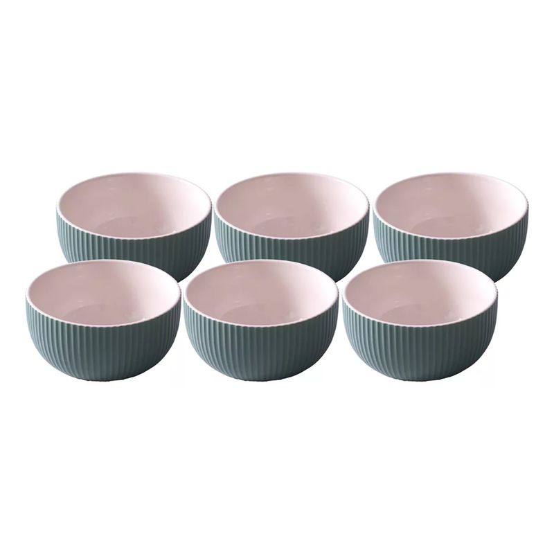 GENERICO - Pocillo Bowl Cuenco Cerámica Líneas Verticales 125x66mm X6