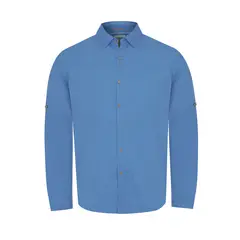 ROCKFORD - Camisa Algodón Org Azul Marino Galiton Hombre