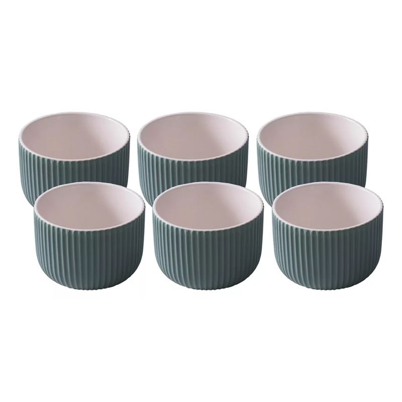 GENERICO - Pocillo Bowl Cuenco Cerámica Líneas Verticales 98x73mm X6