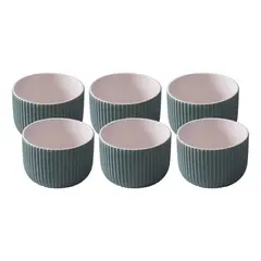 GENERICO - Pocillo Bowl Cuenco Cerámica Líneas Verticales 98x73mm X6