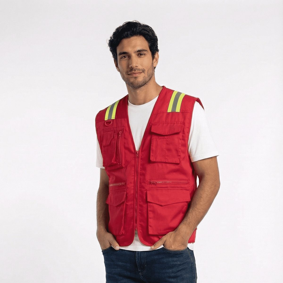 T-WORLD - Chaleco Geólogo Gabardina Dual Hi-Vis Con Cinta Día y Noche Hombre