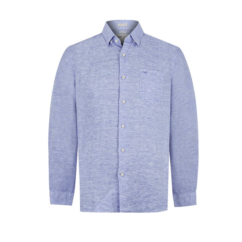 ROCKFORD - Camisa Lino Orgánico Azul Mar Linentex Hombre ROCKFORD