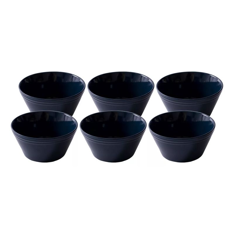 GENERICO - Pocillo Bowl Cuenco De Cerámica Cónico Negro 130x65mm X6