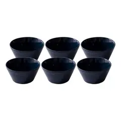 GENERICO - Pocillo Bowl Cuenco De Cerámica Cónico Negro 130x65mm X6