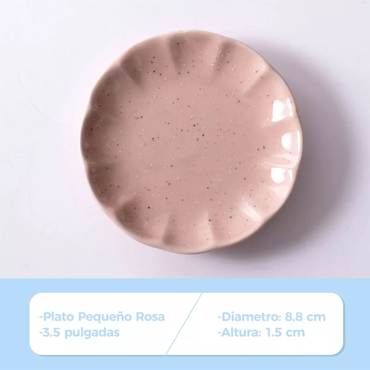 GENERICO - Plato Cerámica Rosado Para Salsa Soya Pebre 88x15mm X6