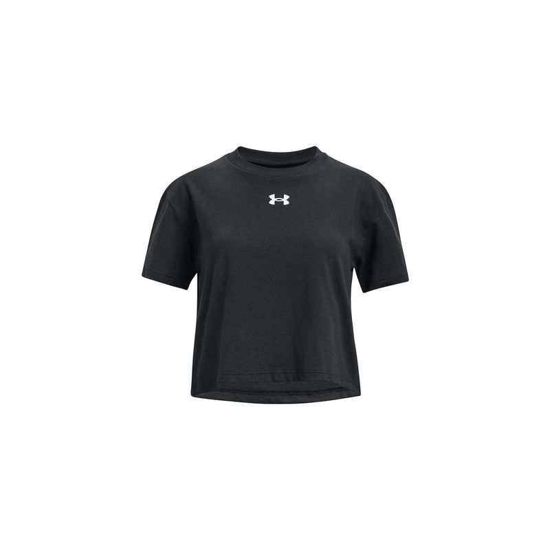 UNDER ARMOUR - Polera manga corta UA Crop para niña Negro UNDER ARMOUR