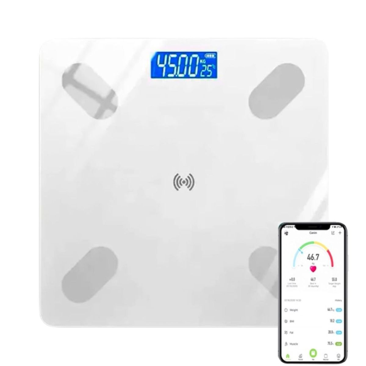 GENERICO - Balanza Digital De Baño Hasta 180 Kg Bluetooth.