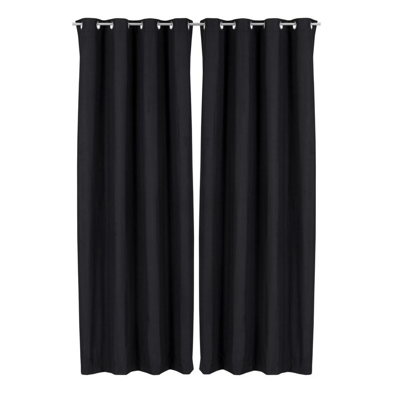 CLEMS CORTINAS - Pack 2 Cortina Tradicional 100% Blackout Negro