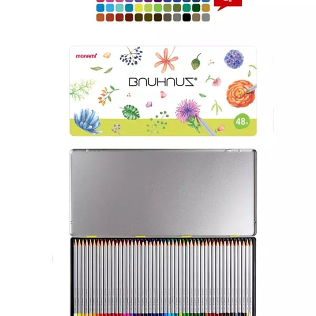 MONAMI - Caja metálica 48 lápices de colores Bauhaus