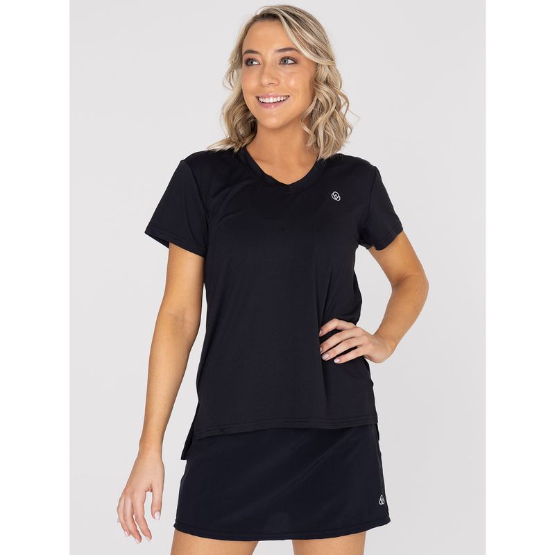 BSOUL - Polera deportiva Mujer Manga Corta V Neck Negro BSOUL.-