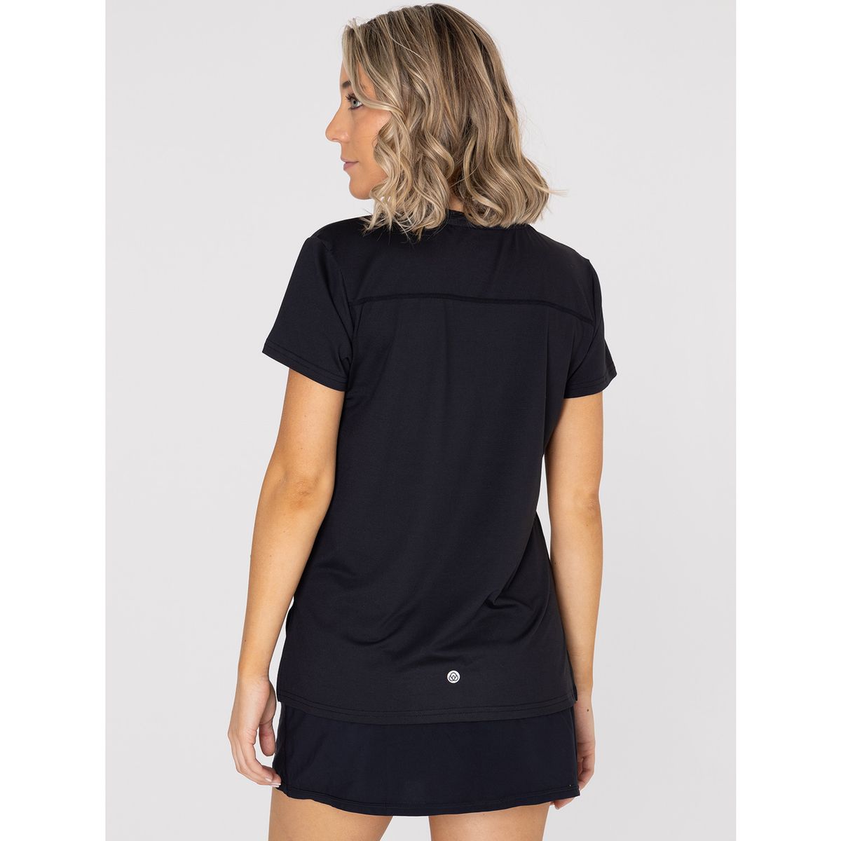 BSOUL - Polera deportiva Mujer Manga Corta V Neck Negro BSOUL