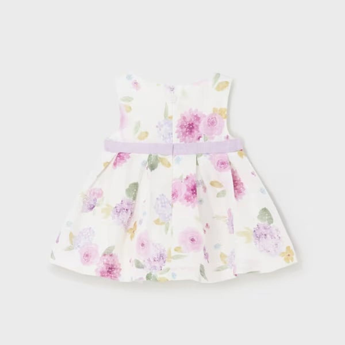 MAYORAL - Vestido flores lino europeo recién nacido.-