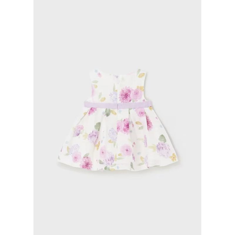 MAYORAL - Vestido flores lino europeo recién nacido.-