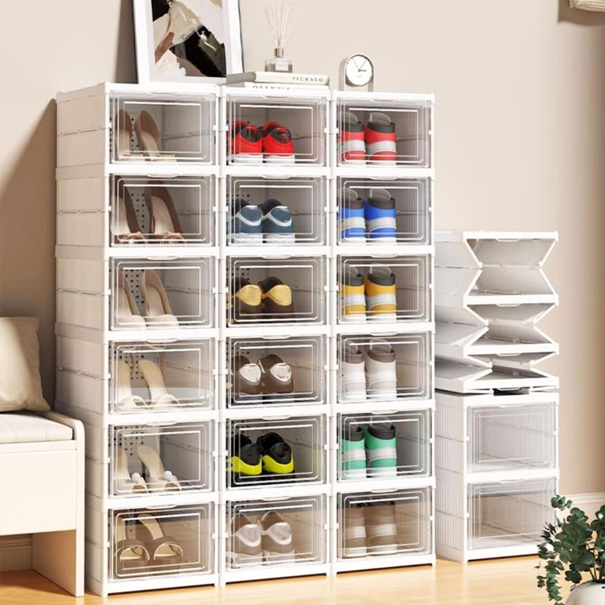 GENERICO - Zapatero Vertical Plegable 6 Pares- Organizador de Zapatos
