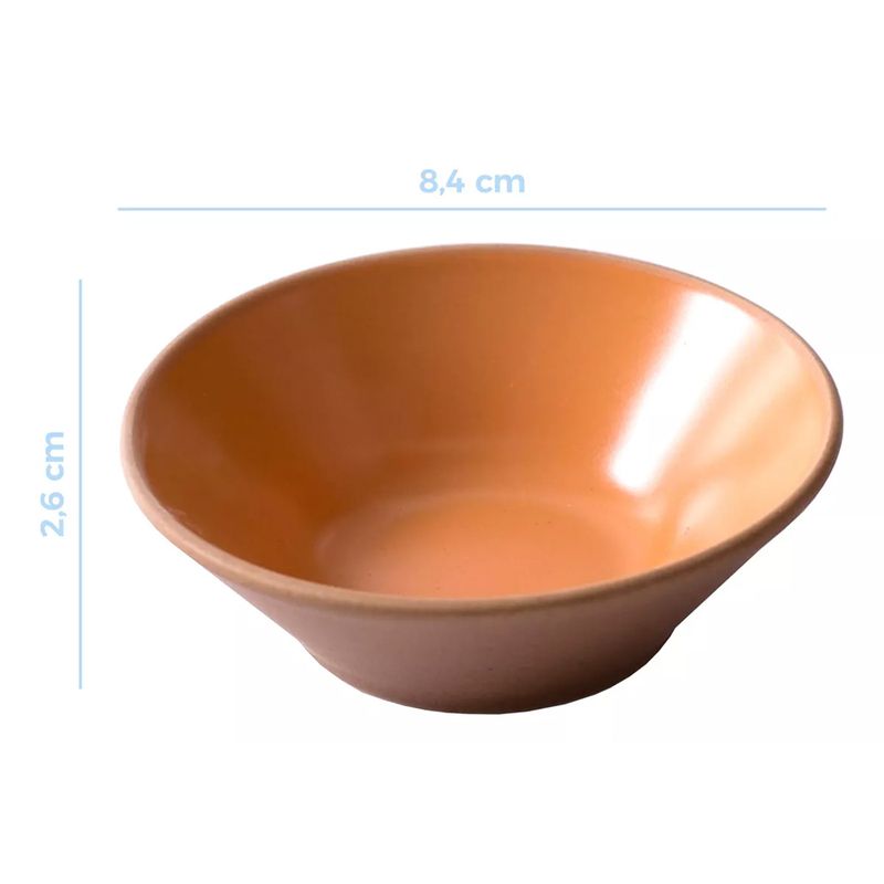 GENERICO - Pocillo Bowl Cuenco De Cerámica Cónico Naranja 84x26mm X6