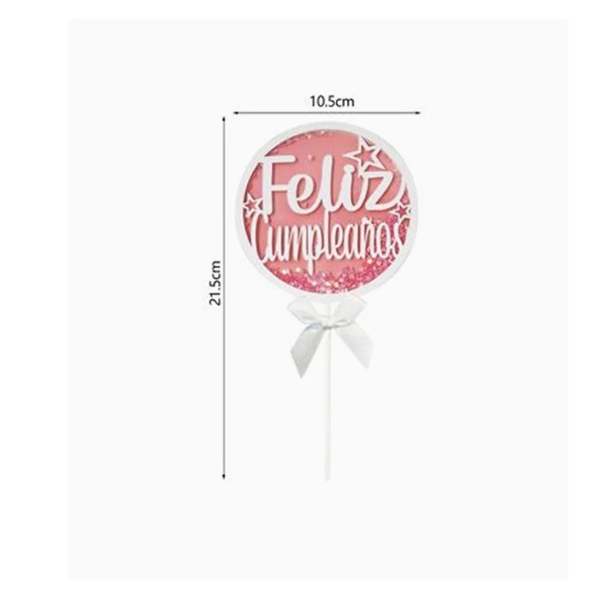 GENERICO - Adorno Feliz Cumpleaños Para Pasteles Rosa  21.5cm x 10.5cm