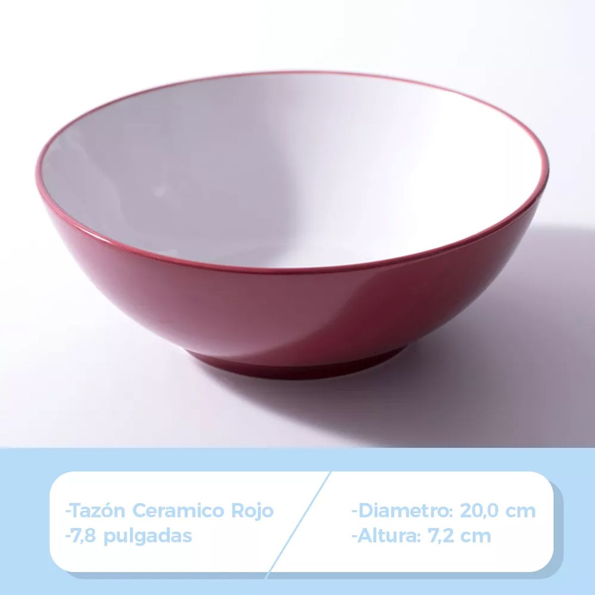 GENERICO - Tazón De Ramen Bowl Cuenco Cerámica Color Rojo 20x7cm X4