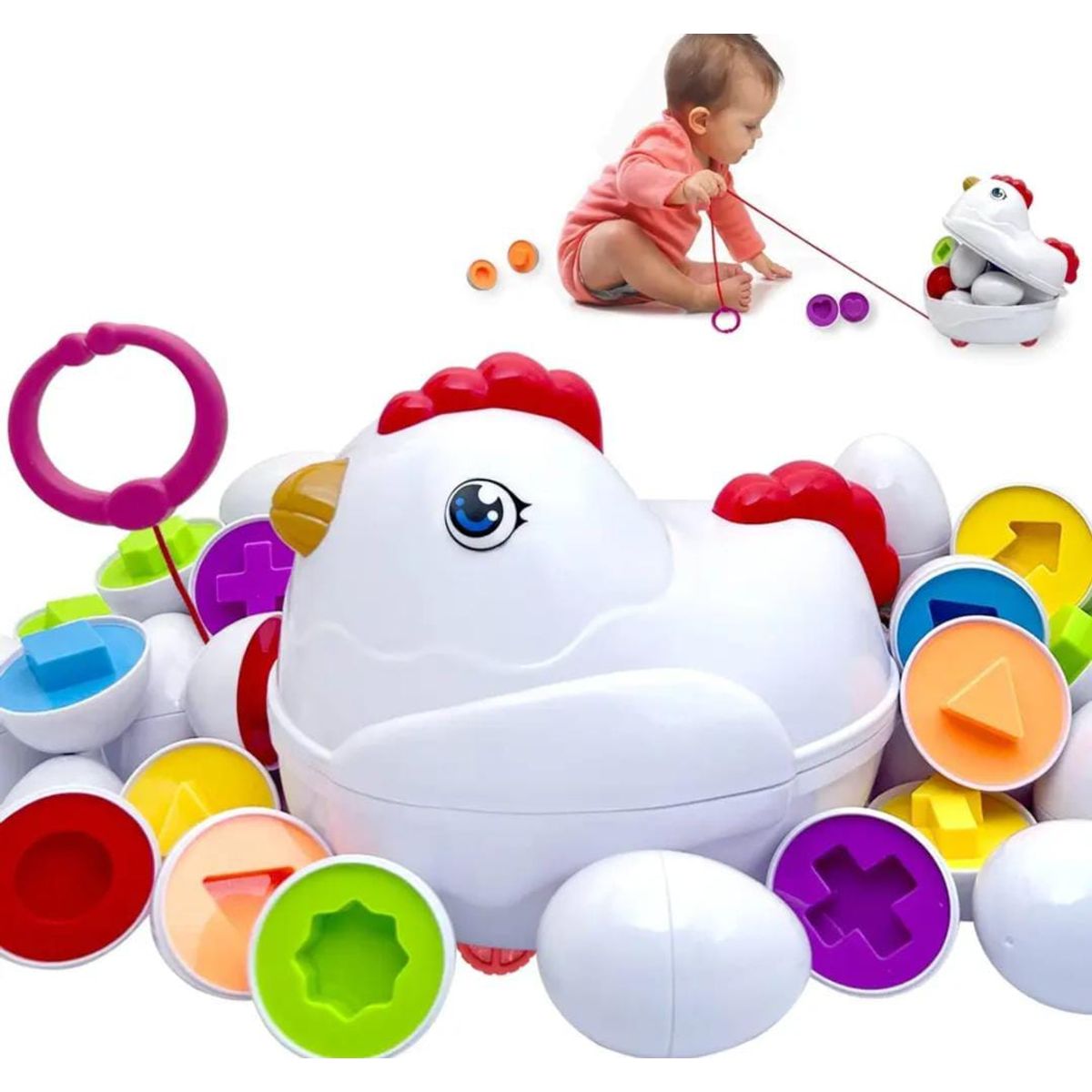 OEM - JUEGO ENCAJE EDUCATIVO GALLINA MONTESSORI