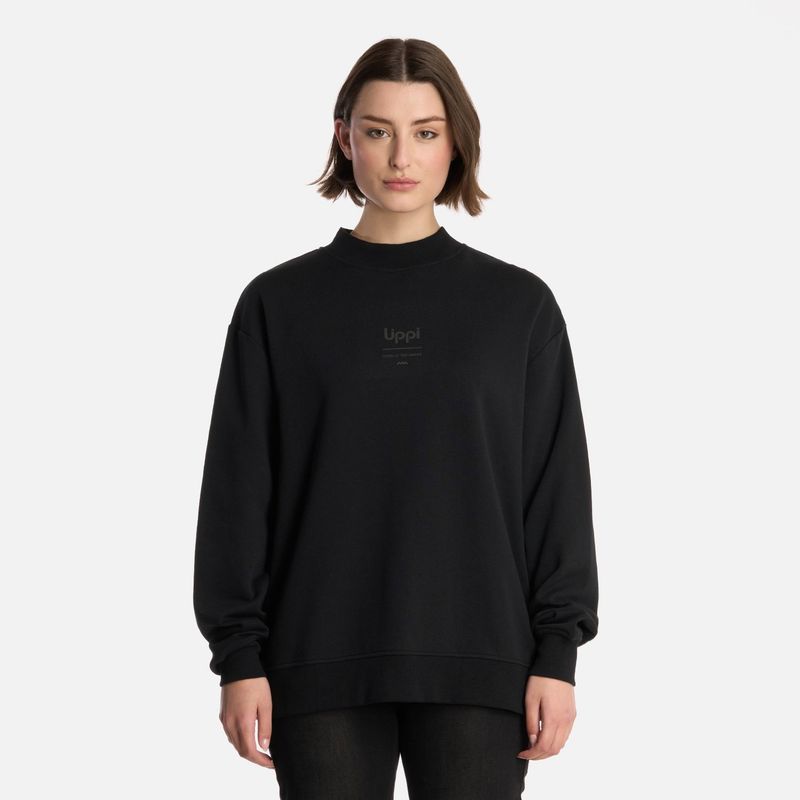 LIPPI - Polerón Mujer Ulmo Mid Point Crewneck Sweatshirt Negro Lippi