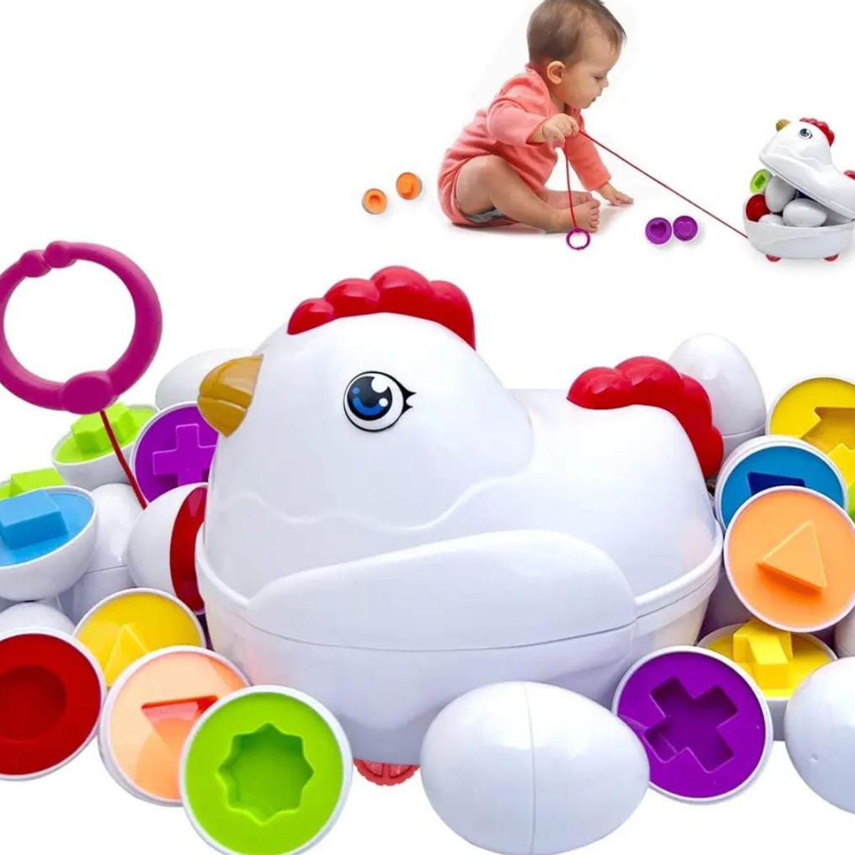 OEM - JUEGO ENCAJE EDUCATIVO GALLINA MONTESSORI