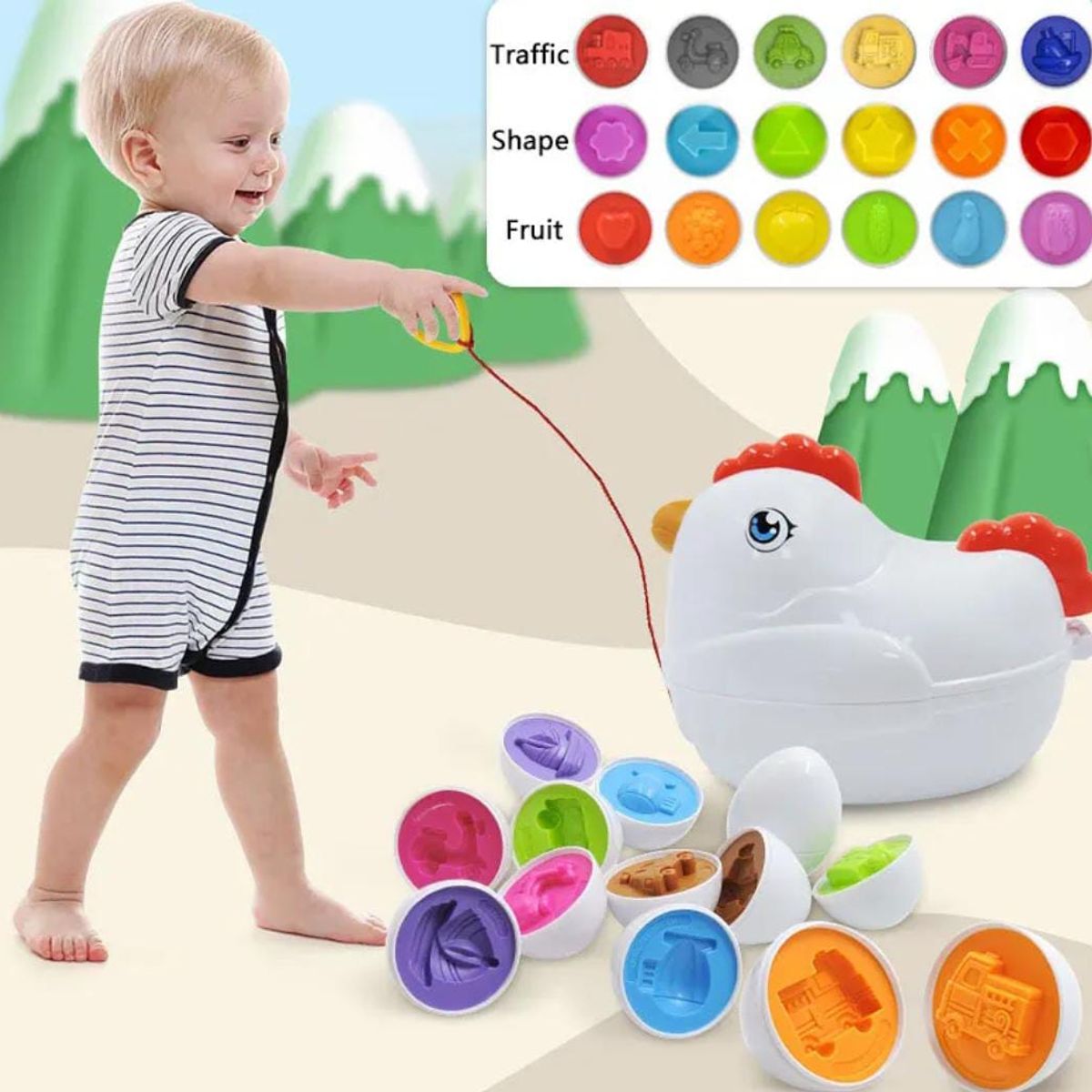 OEM - JUEGO ENCAJE EDUCATIVO GALLINA MONTESSORI