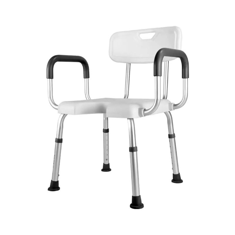 GENERICO - Silla De Ducha Para Baño Aluminio Con Rebaje Y Apoyabrazos