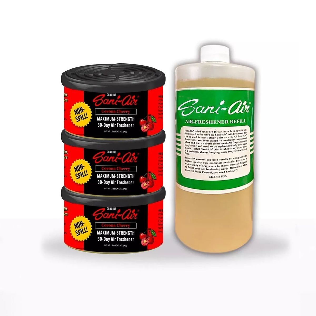 SANI AIR - Pack 3 Latas Sani Air Cherry + Botella 1 Litro De Recarga