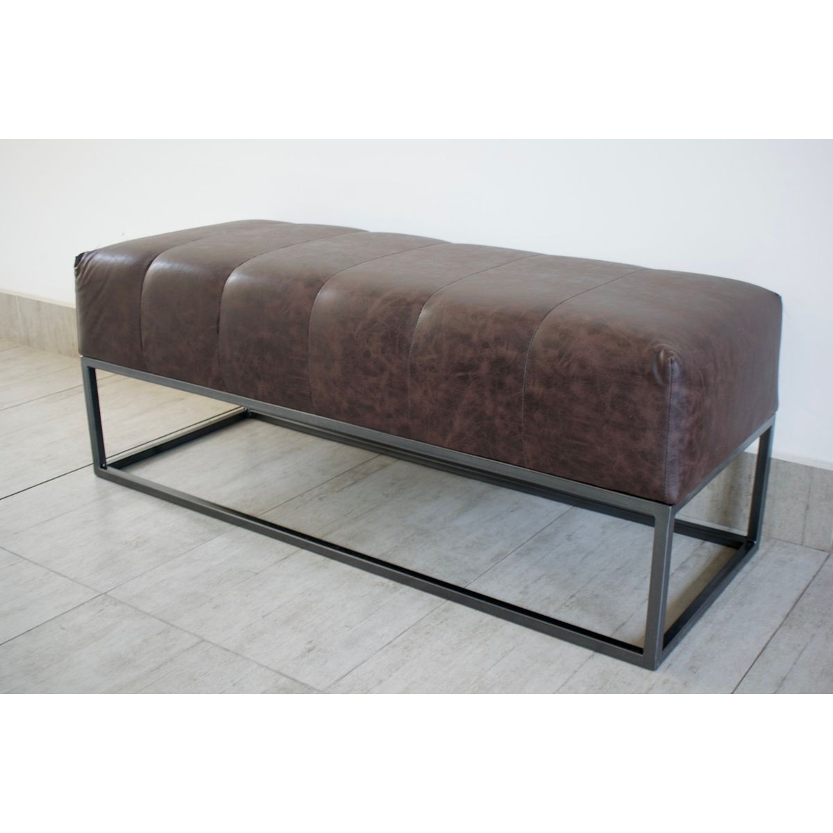 GENERICO - Banqueta de estructura de fierro negra PU café DECOPATAGONIA