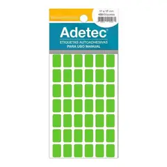 ADETEC - 420 Etiquetas Manual Rectangular Verde Fluor 11x17 mm