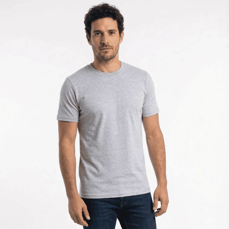 Polera Básica Hombre Manga Corta 100% Algodón · Gris