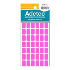 ADETEC - 420 Etiquetas Manual Rectangular Rosado Fluor 11x17 mm