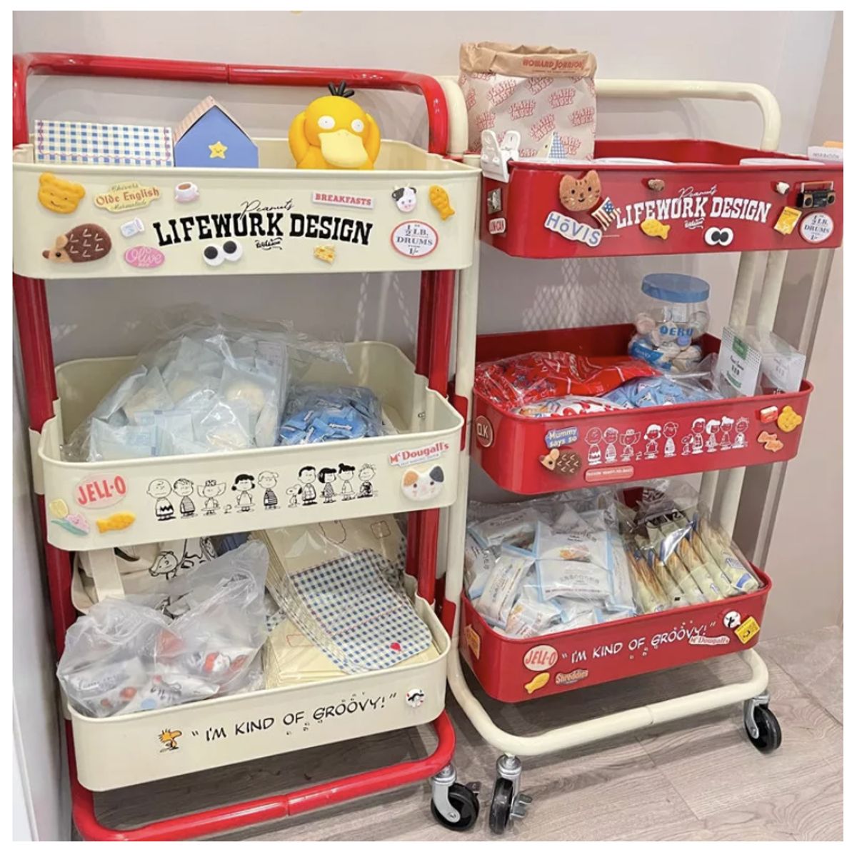 HOMER DESIGN - Carrito Organizador Metálico 3niveles Con Ruedas Con Stiker