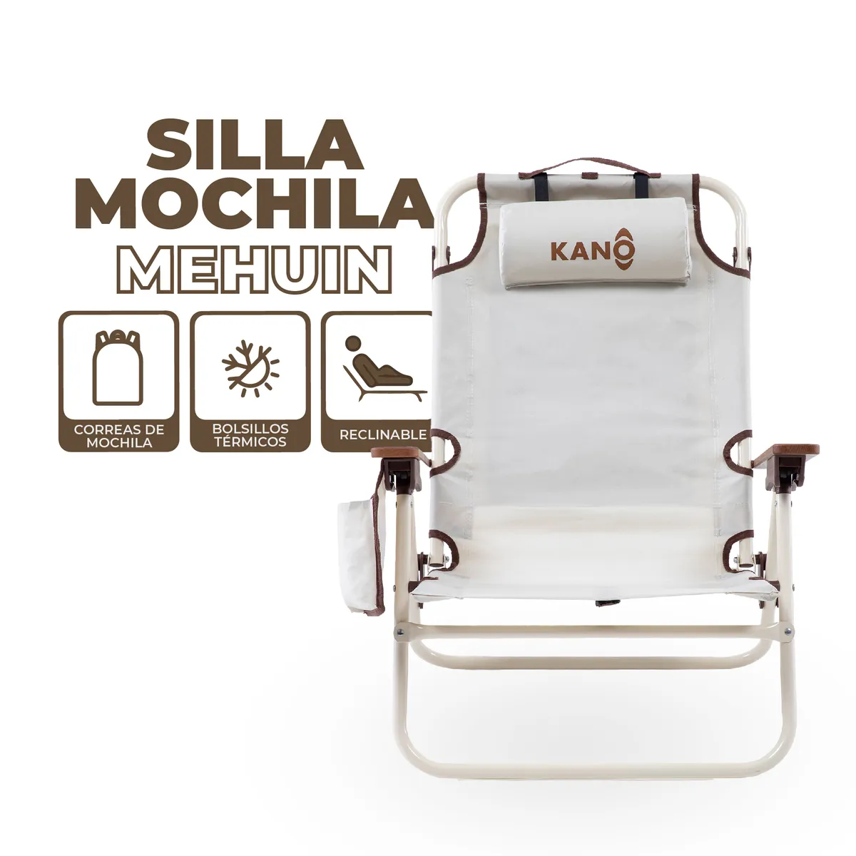 KANO - Silla Plegable Mochila Kano Mehuin con Bolsillos Térmicos