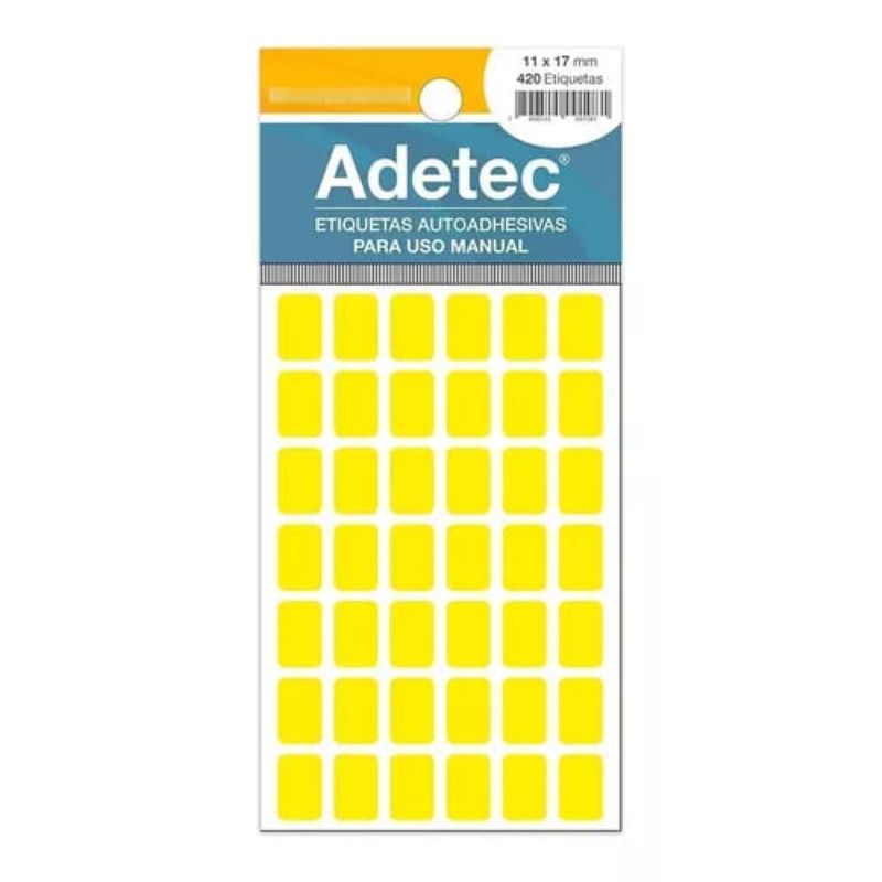 ADETEC - 420 Etiquetas Manual Rectangular Amarillo Fluor 11x17 mm