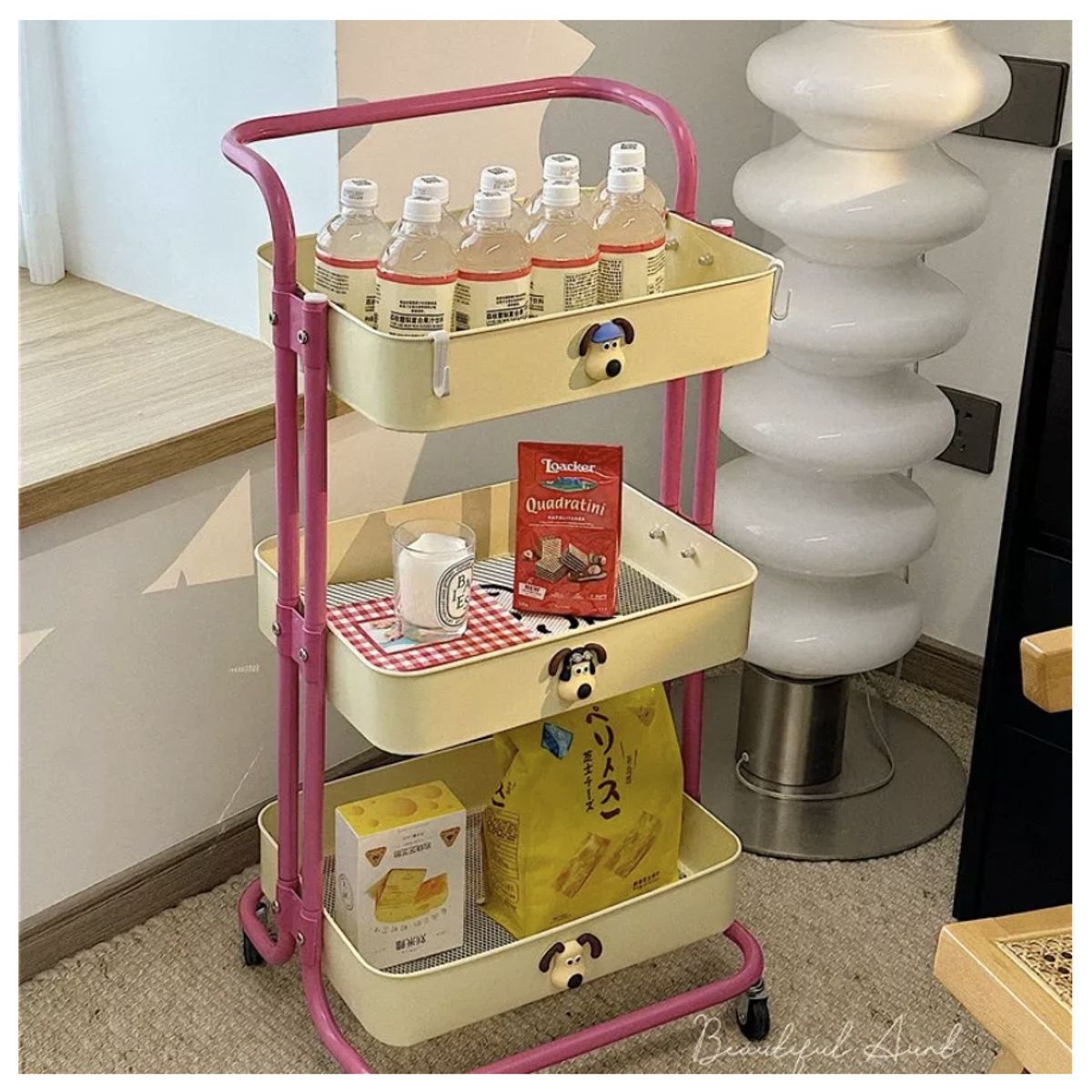 HOMER DESIGN - Carrito Organizador Metálico 3niveles Con Ruedas Con Stiker