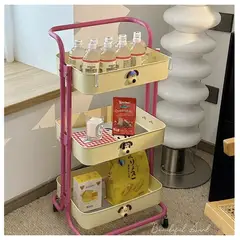 HOMER DESIGN - Carrito Organizador Metálico 3niveles Con Ruedas Con Stiker