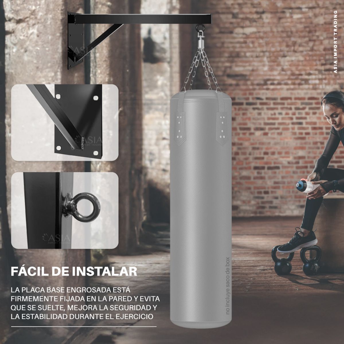 PWRFITNESS - Soporte de pared para Saco de Box