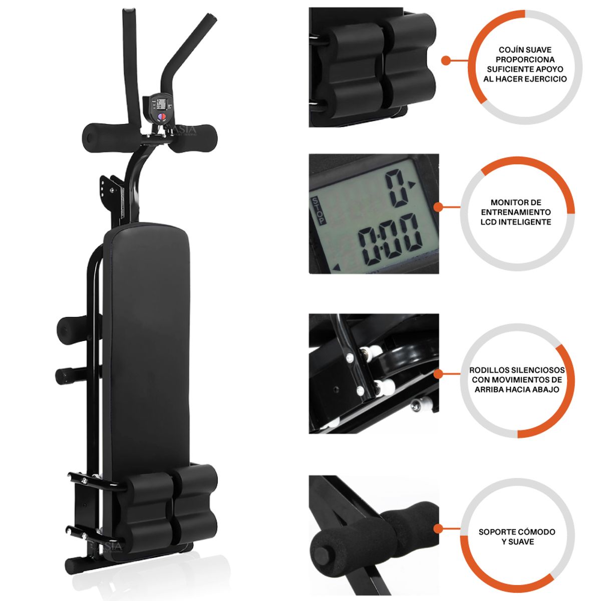 PWRFITNESS - Banca Abdominal Plegable 2 en 1