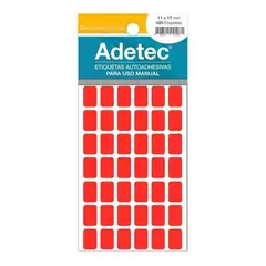 ADETEC - 420 Etiquetas Manual Rectangular Rojo Fluor 11x17 mm