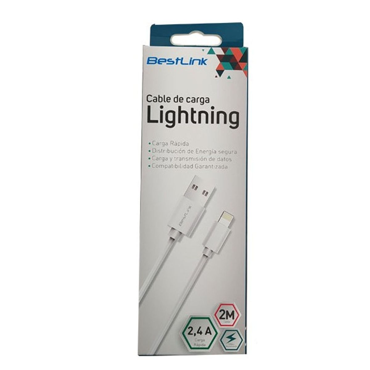 BESTLINK - CABLE USB PARA IPHONE 5 / 6, IPOD, IPAD. BLANCO. 2 METROS.
