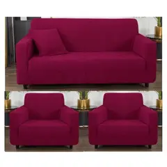 GENERICO - FUNDAS CUBRE SILLON 3+1+1 ELASTICADO DISEÑO DE HOJA COLOR VINO TF
